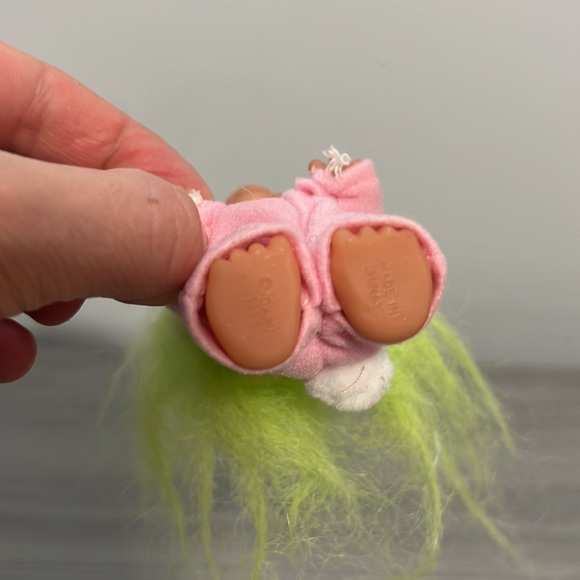 Vintage Dam Troll with Green Hair, Pink Pajamas, and a Bunny Tail - Picture 6 of 7